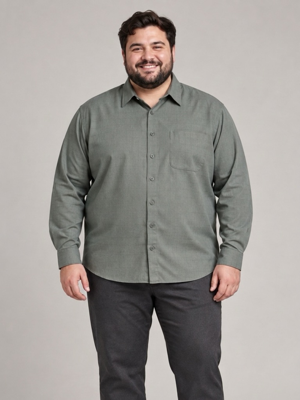 Van Heusen Men's Olive Green Long-Sleeve Button-Down Shirt